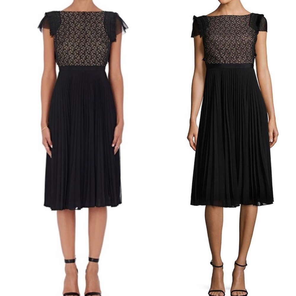 SALONI Luella Pleated Chiffon Midi Dress